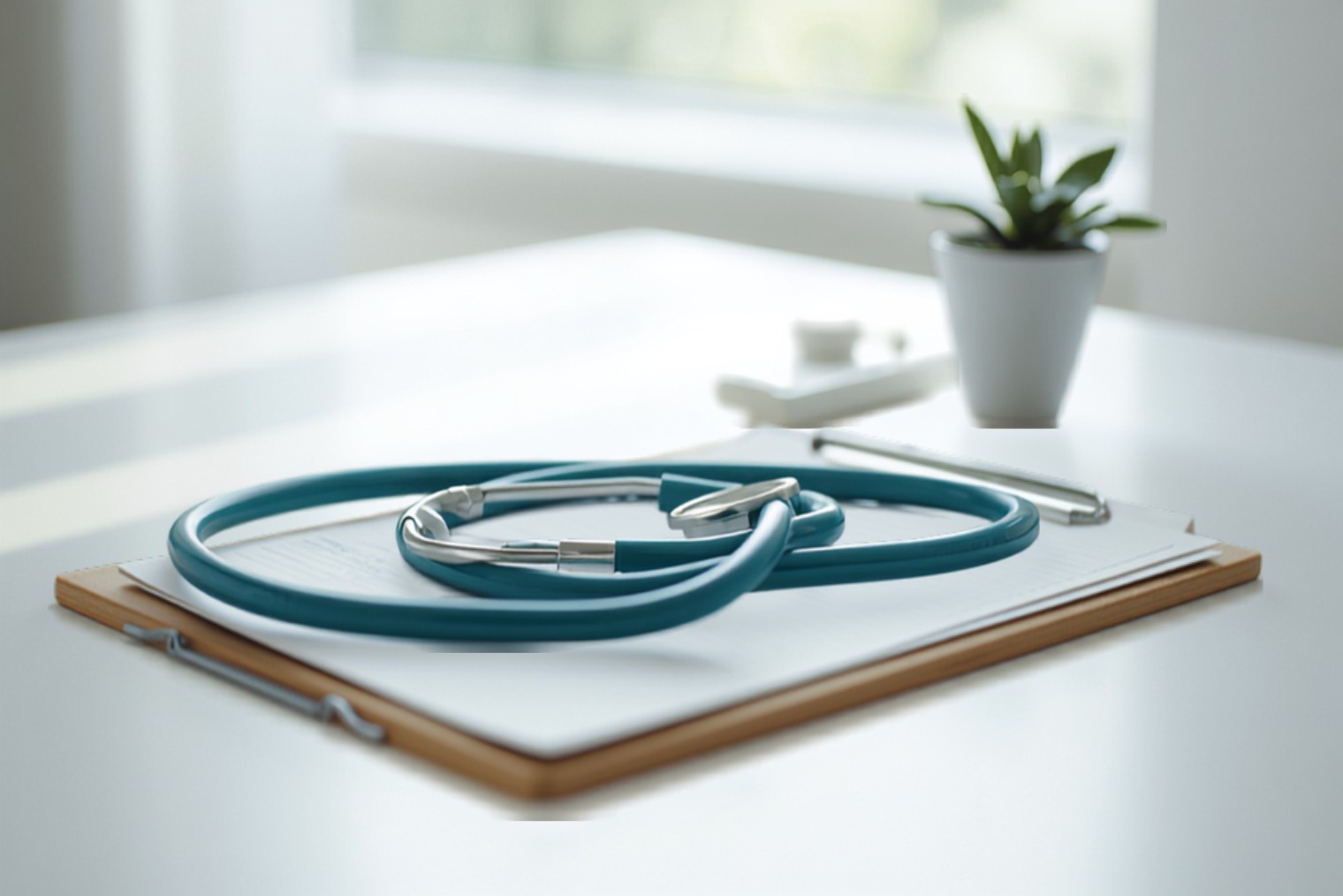 Health professional talking with a patient in a bright consultation room