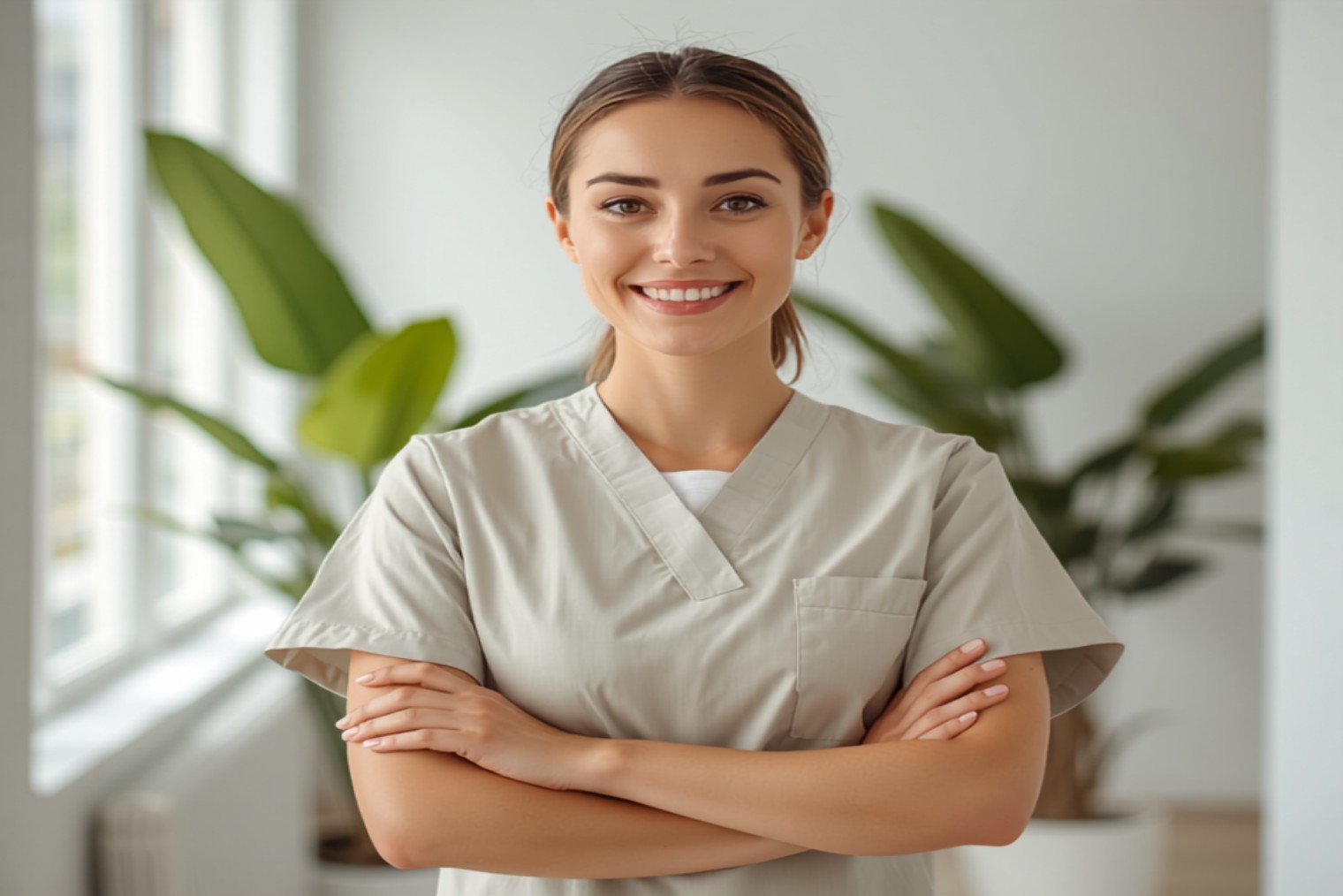 Certified therapist in a bright clinic room