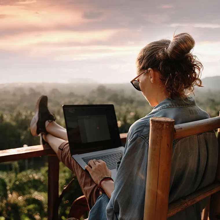 Relaxing peacefully overlooking nature